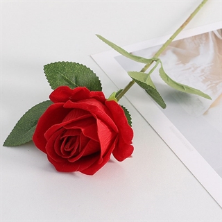 Kunstig rød rose  – H 48 cm –1 stk 